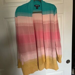 Lands' End Teal Gradient Cardigan Sweater